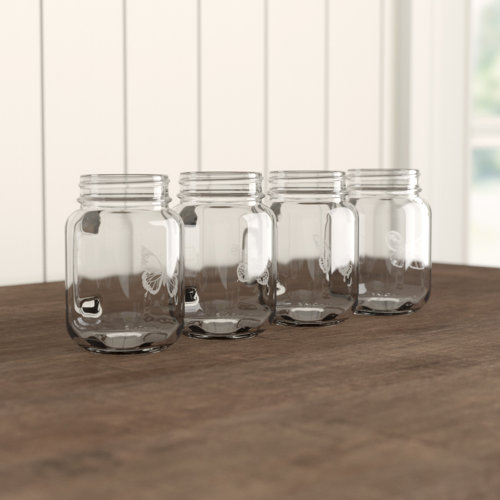 Gracie Oaks Neco 4 Piece 16oz. Glass Mason Jar Glassware Set